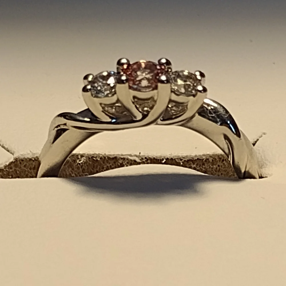 Breat Cancer White&Pink Topaz 925 Silver Joanna Ring Size 6 -Survivor Collection - Picture 1 of 15